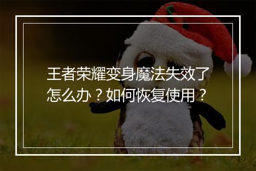 王者荣耀变身魔法失效了怎么办？如何恢复使用？