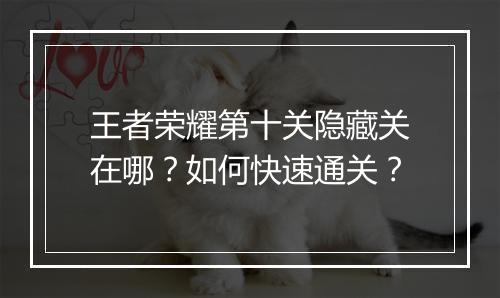 王者荣耀第十关隐藏关在哪？如何快速通关？