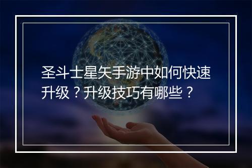 圣斗士星矢手游中如何快速升级？升级技巧有哪些？