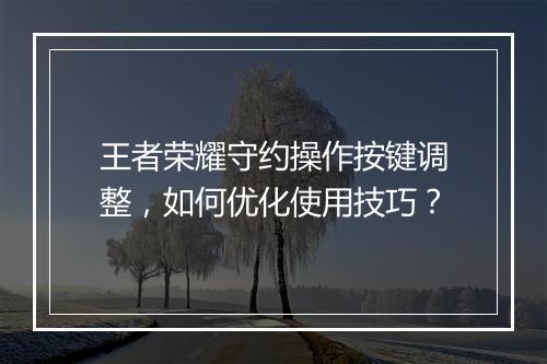 王者荣耀守约操作按键调整，如何优化使用技巧？