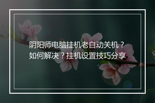 阴阳师电脑挂机老自动关机？如何解决？挂机设置技巧分享