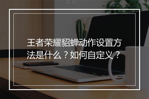 王者荣耀貂蝉动作设置方法是什么？如何自定义？