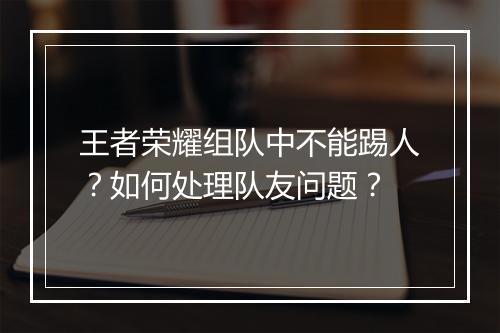 王者荣耀组队中不能踢人？如何处理队友问题？