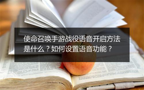 使命召唤手游战役语音开启方法是什么？如何设置语音功能？