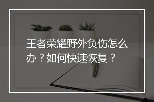 王者荣耀野外负伤怎么办？如何快速恢复？