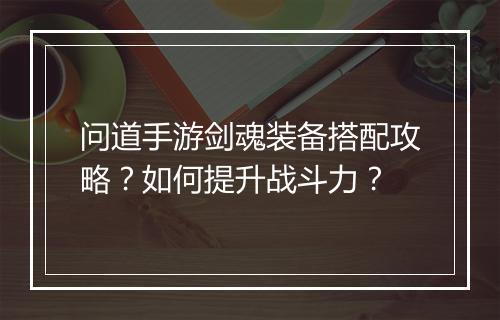问道手游剑魂装备搭配攻略？如何提升战斗力？