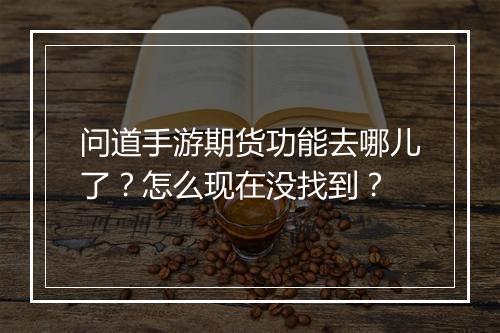 问道手游期货功能去哪儿了？怎么现在没找到？