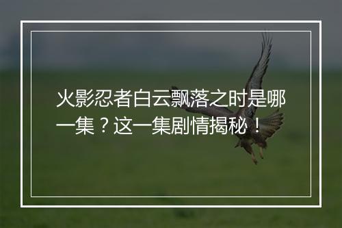 火影忍者白云飘落之时是哪一集？这一集剧情揭秘！