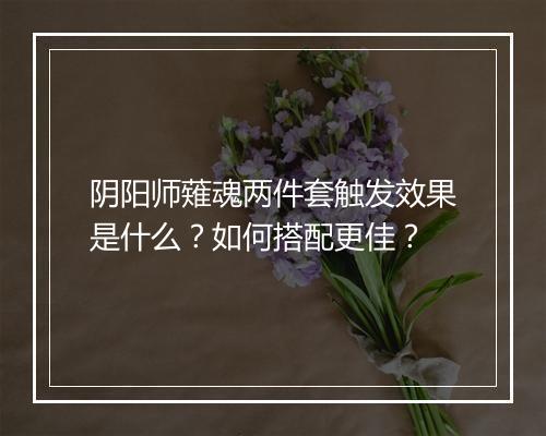 阴阳师薙魂两件套触发效果是什么？如何搭配更佳？