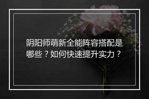 阴阳师萌新全能阵容搭配是哪些？如何快速提升实力？