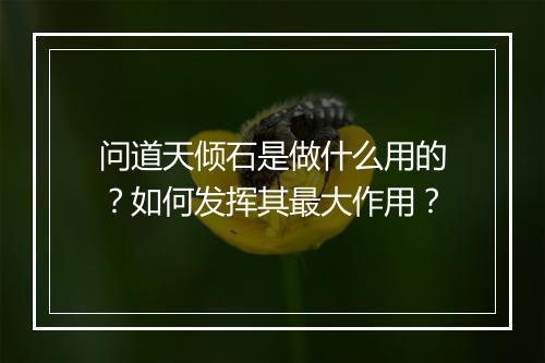 问道天倾石是做什么用的？如何发挥其最大作用？