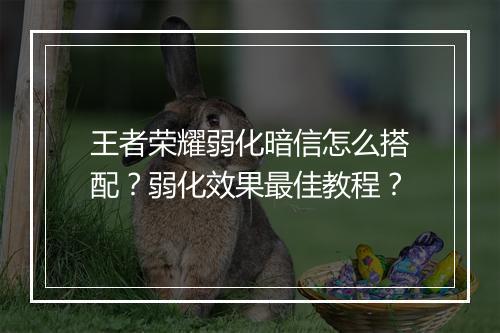 王者荣耀弱化暗信怎么搭配？弱化效果最佳教程？