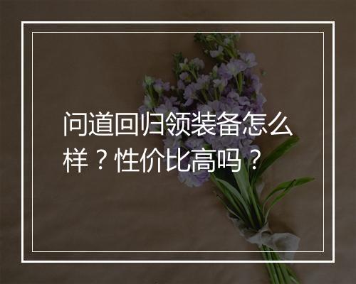 问道回归领装备怎么样？性价比高吗？
