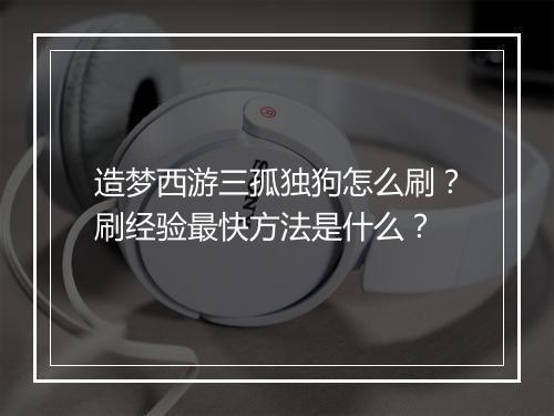 造梦西游三孤独狗怎么刷？刷经验最快方法是什么？