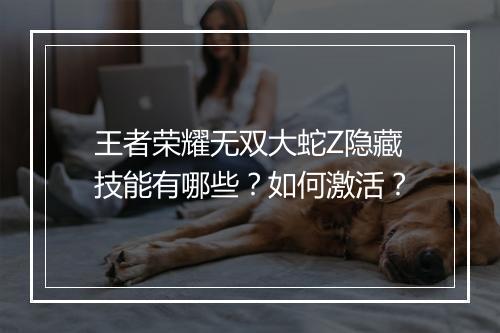 王者荣耀无双大蛇Z隐藏技能有哪些？如何激活？
