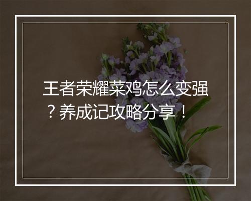 王者荣耀菜鸡怎么变强？养成记攻略分享！