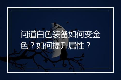 问道白色装备如何变金色？如何提升属性？