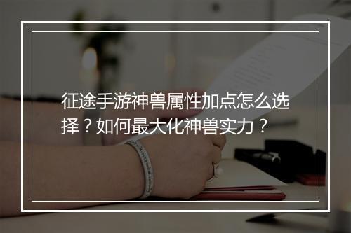 征途手游神兽属性加点怎么选择？如何最大化神兽实力？