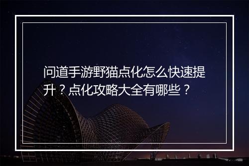 问道手游野猫点化怎么快速提升？点化攻略大全有哪些？