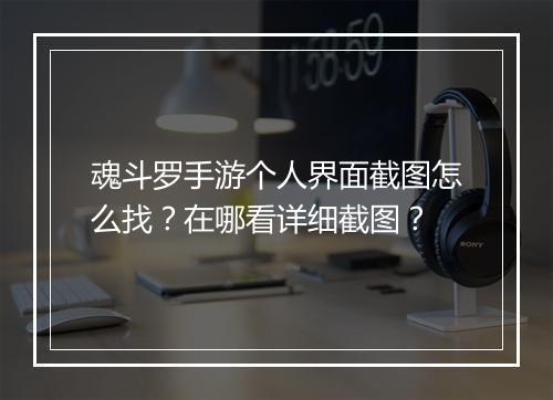 魂斗罗手游个人界面截图怎么找？在哪看详细截图？