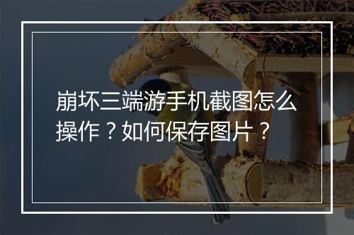崩坏三端游手机截图怎么操作？如何保存图片？