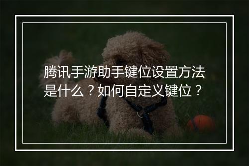 腾讯手游助手键位设置方法是什么？如何自定义键位？
