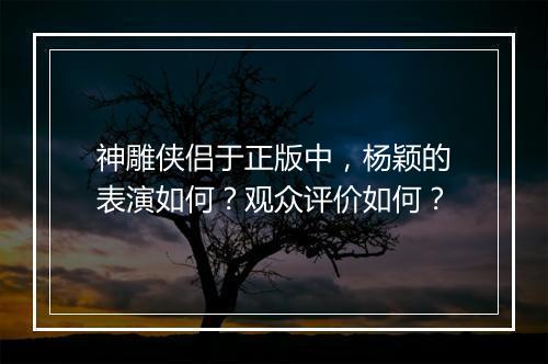 神雕侠侣于正版中，杨颖的表演如何？观众评价如何？