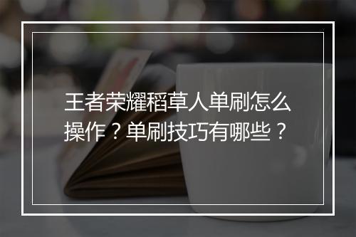 王者荣耀稻草人单刷怎么操作？单刷技巧有哪些？