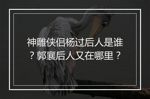 神雕侠侣杨过后人是谁？郭襄后人又在哪里？