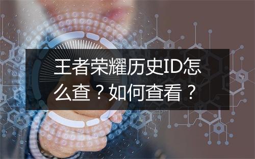 王者荣耀历史ID怎么查？如何查看？