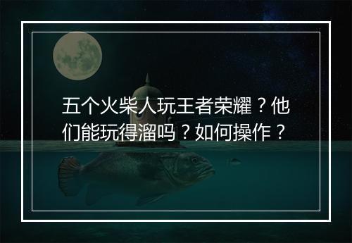 五个火柴人玩王者荣耀？他们能玩得溜吗？如何操作？