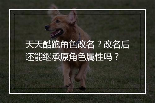 天天酷跑角色改名？改名后还能继承原角色属性吗？