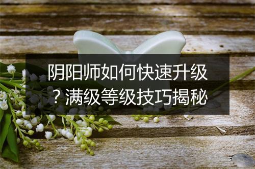阴阳师如何快速升级？满级等级技巧揭秘
