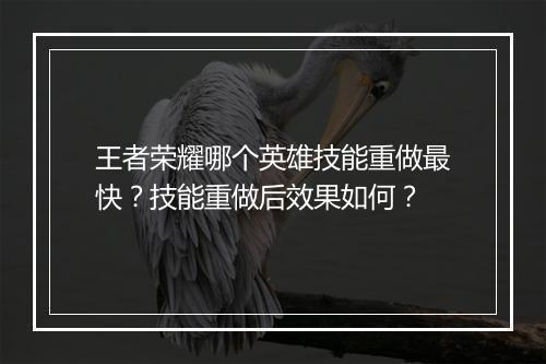王者荣耀哪个英雄技能重做最快？技能重做后效果如何？