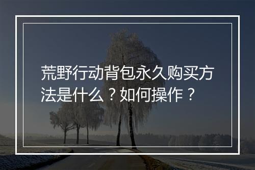 荒野行动背包永久购买方法是什么？如何操作？