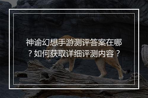 神谕幻想手游测评答案在哪？如何获取详细评测内容？