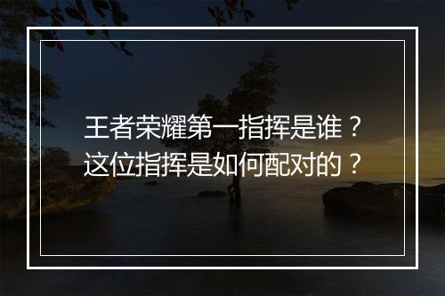 王者荣耀第一指挥是谁？这位指挥是如何配对的？