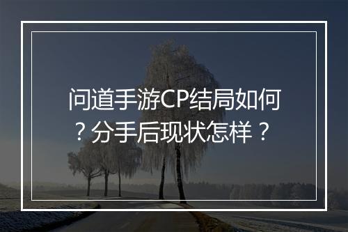 问道手游CP结局如何？分手后现状怎样？