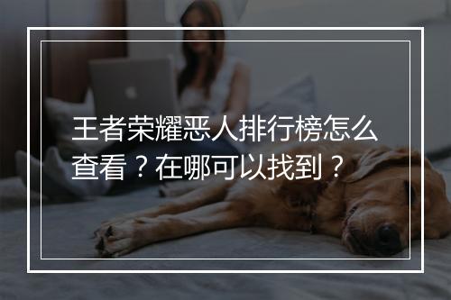 王者荣耀恶人排行榜怎么查看？在哪可以找到？