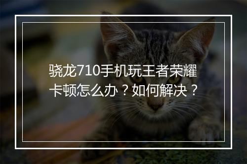 骁龙710手机玩王者荣耀卡顿怎么办？如何解决？
