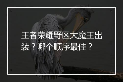 王者荣耀野区大魔王出装？哪个顺序最佳？