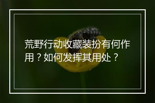 荒野行动收藏装扮有何作用？如何发挥其用处？