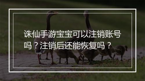 诛仙手游宝宝可以注销账号吗？注销后还能恢复吗？