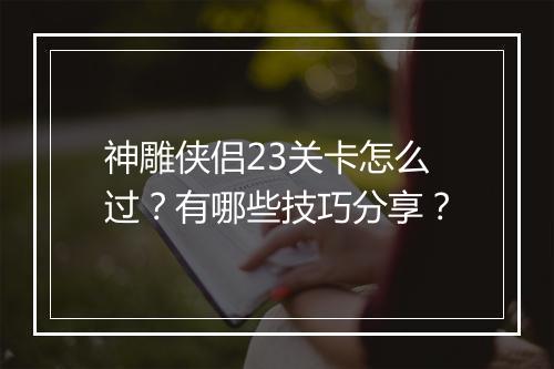 神雕侠侣23关卡怎么过？有哪些技巧分享？