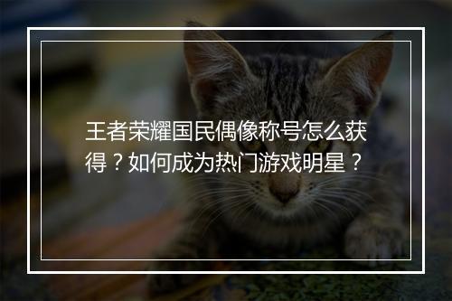 王者荣耀国民偶像称号怎么获得？如何成为热门游戏明星？