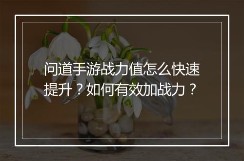 问道手游战力值怎么快速提升？如何有效加战力？