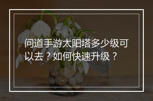 问道手游太阳塔多少级可以去？如何快速升级？
