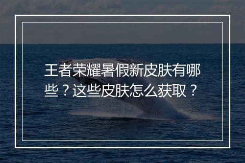 王者荣耀暑假新皮肤有哪些？这些皮肤怎么获取？