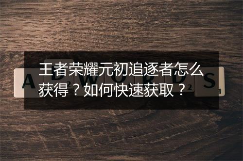 王者荣耀元初追逐者怎么获得？如何快速获取？