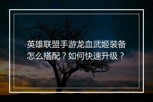 英雄联盟手游龙血武姬装备怎么搭配？如何快速升级？